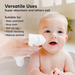 6-Pack Baby Wash Cloths: White