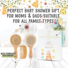 Load image into Gallery viewer, KeaBabies Baby Round Hair Brush and Comb Set