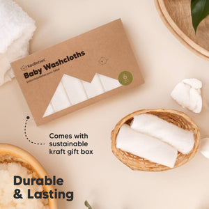6-Pack Baby Wash Cloths: White