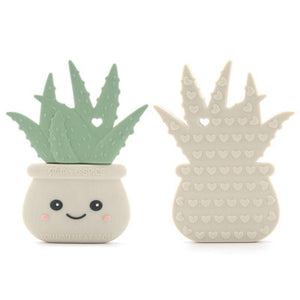 Aloe Plant Teether - Sandy Gray: Teether with clip