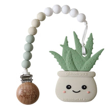 Load image into Gallery viewer, Aloe Plant Teether - Sandy Gray: Teether with clip