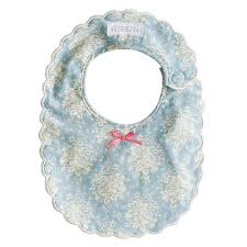 Blue Floral Scallop Bib